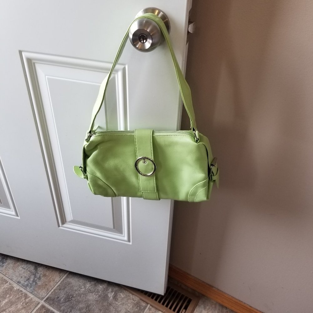 Silver and Green Mini Bag with Structured Design